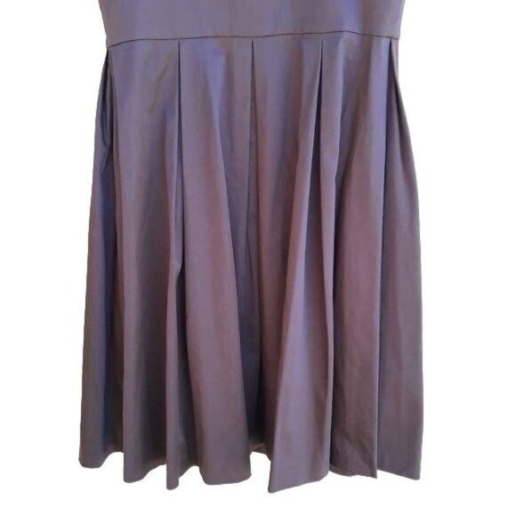 Calvin Klein Dress Apron Pleated Peasant Full Tea Length Chocolate Brown 8 - Picture 8 of 10